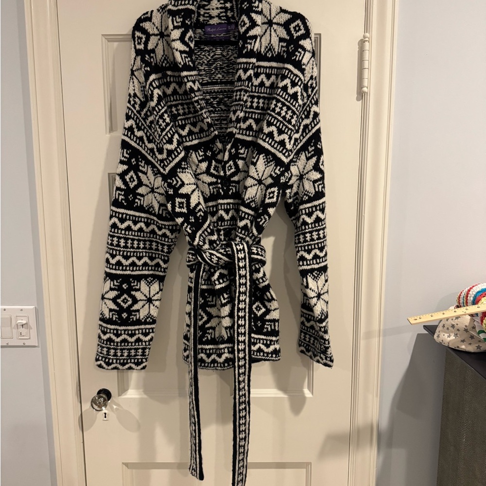 Ralph Lauren Purple Label Nordic Black and White Cardigan
